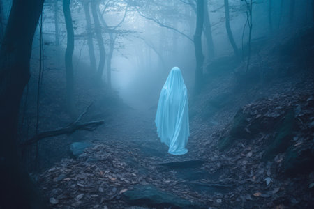 ghost in the foggy forest generative ai.の素材