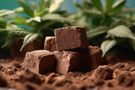 high thc brown cannabis hash generative ai.の素材