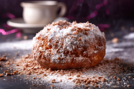 donut in white powder generative ai.の素材