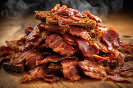 fried dry bacon snacks for beer generative ai.の素材