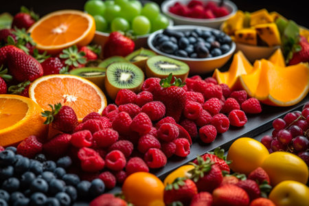 fruit and berries buffet generative ai.の素材