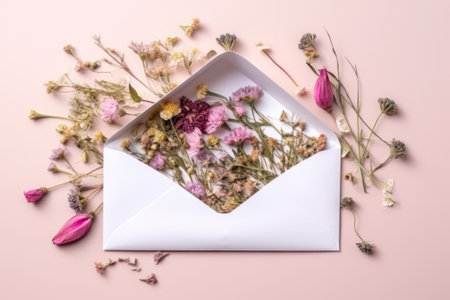 herbal envelope mockup generative ai.の素材
