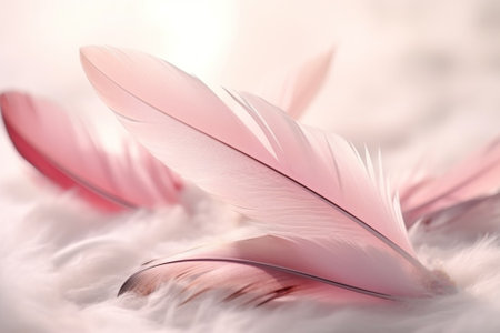 pink delicate feathers generative ai.の素材