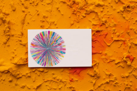 business card mockup with colorful paints , art white blank with copy space generative ai.の素材
