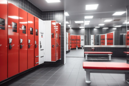 red sports locker room generative ai.の素材