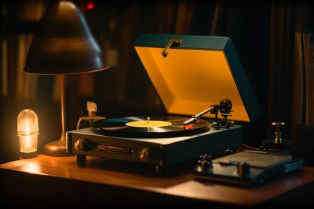old vinyl record player generative ai.の素材