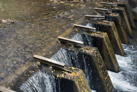 A manmade waterfall in Hobble Creek Canyon, Utah.の写真素材