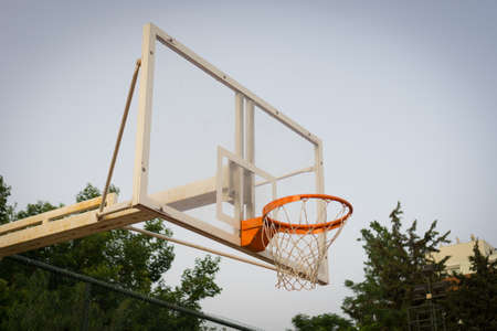 Basketball hoop in open air. View from the front. Street basketball.の写真素材