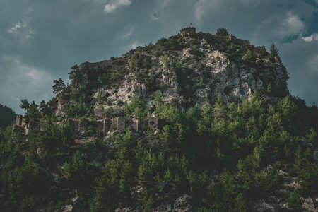 Castle of Alarahan, Antalya, Turkey. Ruins of an ancient castle on high hill.