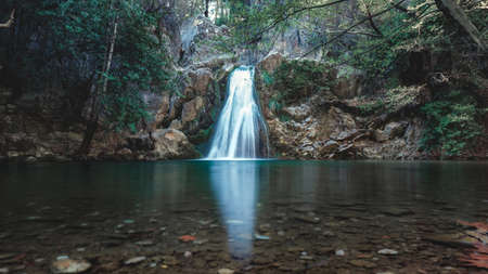 View of a beautiful and scenic waterfall at Kocacay Deresi, Antalya, Turkey.の写真素材