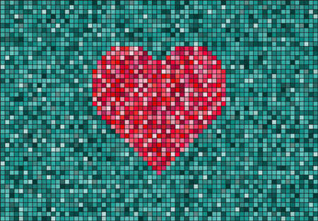 Heart made from tiles. EPS 10 file.のイラスト素材