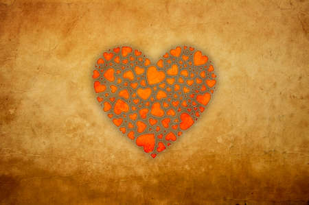 Grunge hearts on a dirty piece of paper.