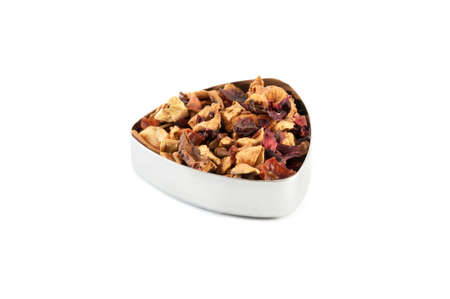 Fruit blend of hibiscus petals, apple pieces, cinnamon and vanilla flavorの写真素材