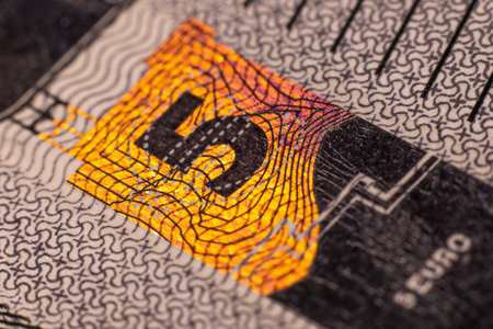 Close up of a 50 euro banknote, shallow depth of fieldの写真素材