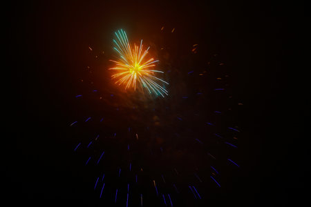 Colorful fireworks in the night sky. Abstract background with fireworks.の写真素材