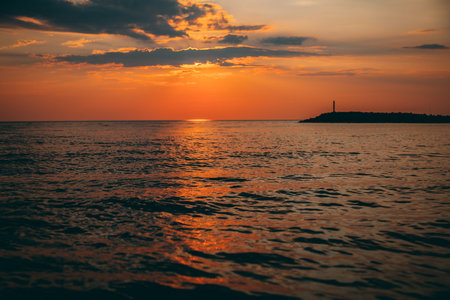 Beautiful sunset on the sea. Sunset over the sea. Beautiful sunset over the sea.の写真素材