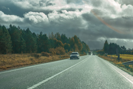 View on the road in La Palma, Canary Islands. Spain.の写真素材