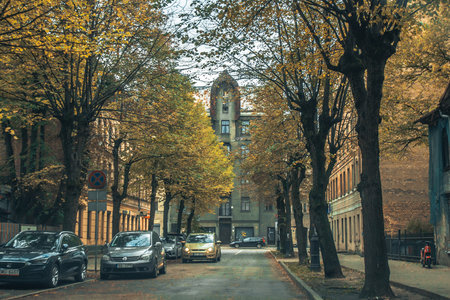 street view of Milanの写真素材