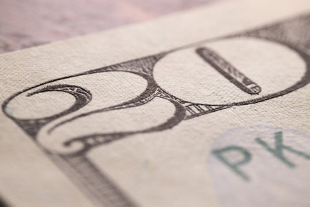 Macro detail of fifty euro banknote. Shallow depth of field.