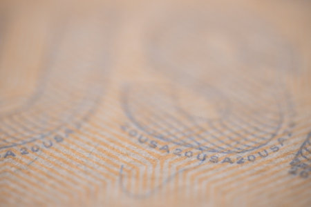 Close up of a banknote, shallow depth of field, selective focusの写真素材
