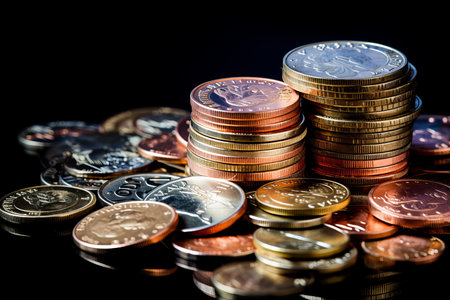 Money crisis economy Dollars. A pile of change.の素材