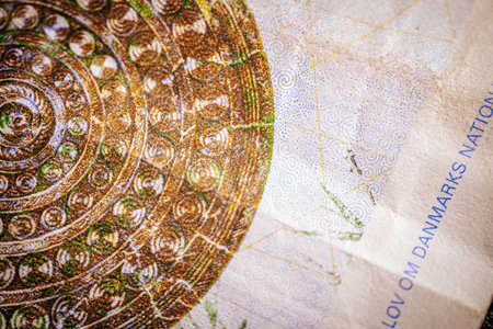 Close up detail of old russian ruble banknote. Macro.の写真素材
