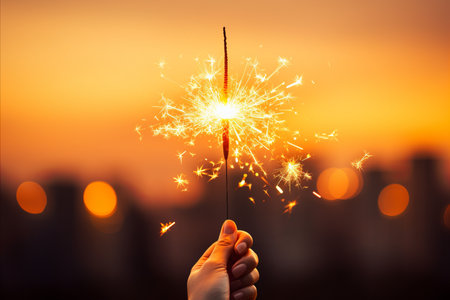 Vibrant Christmas Sparkler Illuminating Festive Festivities and Holiday Celebrationsの素材