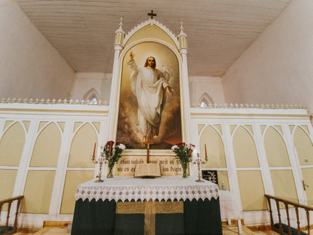 Interior of the Church of St. Francis of Assisi.の写真素材