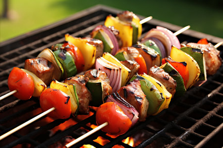 Perfectly Grilled Meat and Fresh Garden Veggies for a Memorable Labor Day Picnicの素材