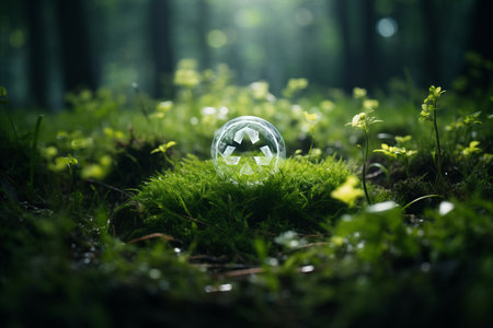 Green Grass Recycling Concept in Forest - Sustainable Lifestyle for Environmental Protectionの素材