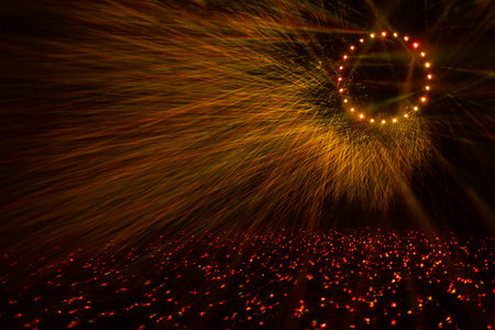 Circle of light with copy space for text. Abstract background.の写真素材