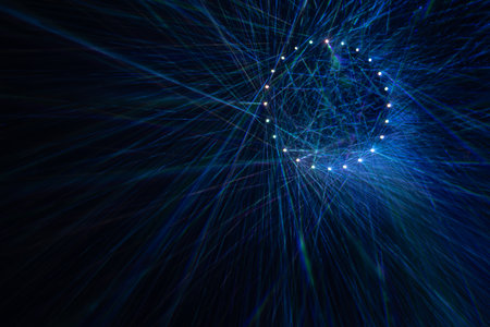 Fiber optical network cable, computer generated abstract background, 3D renderingの写真素材