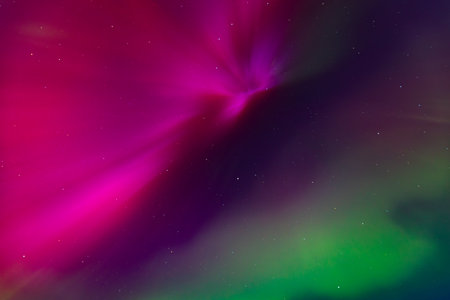 Aurora borealis, Northern Lights, in the night sky.の写真素材
