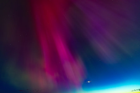 Aurora borealis, northern lights, over the night skyの写真素材