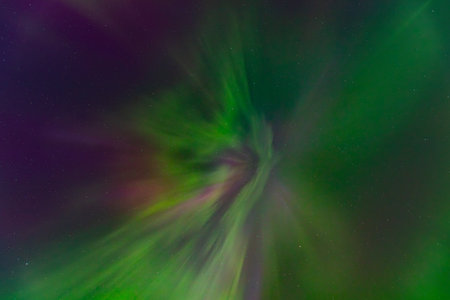 Aurora borealis in the night sky, northern lights.の写真素材