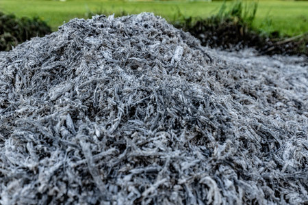 Close-up of a pile of mulch in the field.の写真素材