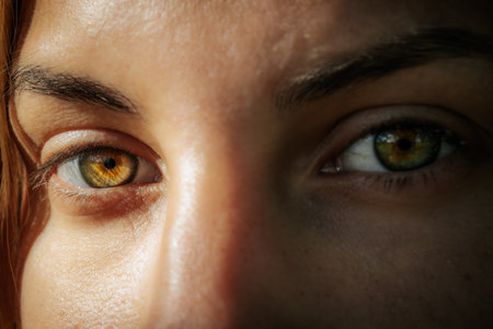 Close-up shot of a young woman's eyes looking at the camera