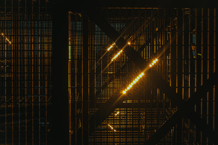 abstract 3d illustration of dark background with neon lights and lines