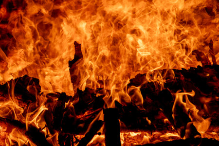 blaze fire flame texture background. close up of fire flame texture backgroundの写真素材