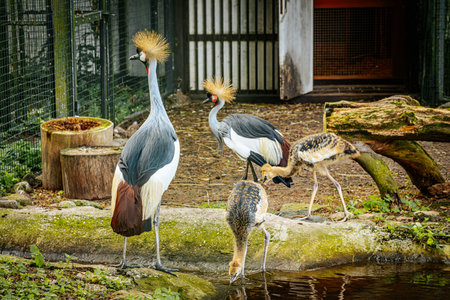 Crowned crane (Balearica regulorum) in the zooの写真素材