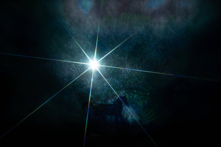 star with lens flare and bokeh effect made in 3d software