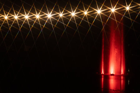 Colorful laser show in the night club. The rays of light.の写真素材