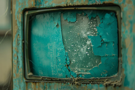 Vintage TV, effects and retro display screen. The image mimics the look of an old television, which is perfect for an antique design.の素材