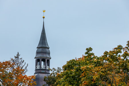 Tower of a church in the city of Oslo, Norway.の写真素材