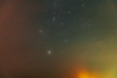 Night sky with stars and nebula.の写真素材
