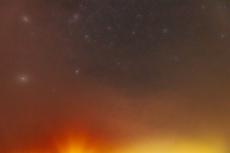 Night sky with stars and nebula.の写真素材