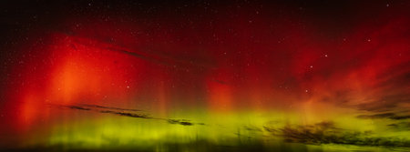 Aurora borealis in the night sky. 3D renderingの写真素材