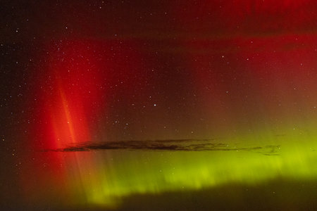Aurora borealis in the night sky. Northern lights.の写真素材