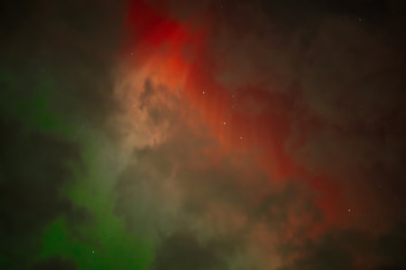 Far being shone nebula and star field against space with stars.の写真素材