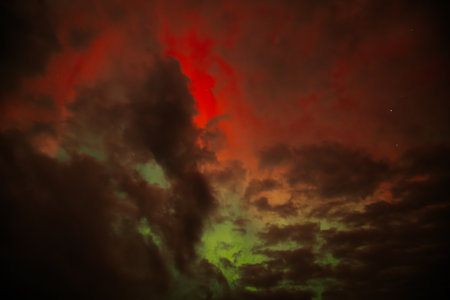 colorful dramatic sky with cloud at sunset. Cloudscape at sunsetの写真素材